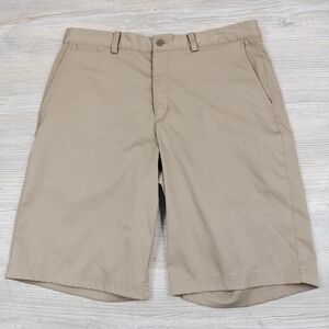 Nike Golf Tech Shorts Dri-Fit Beige Stretch Flat Front Mens Size 32 Khaki